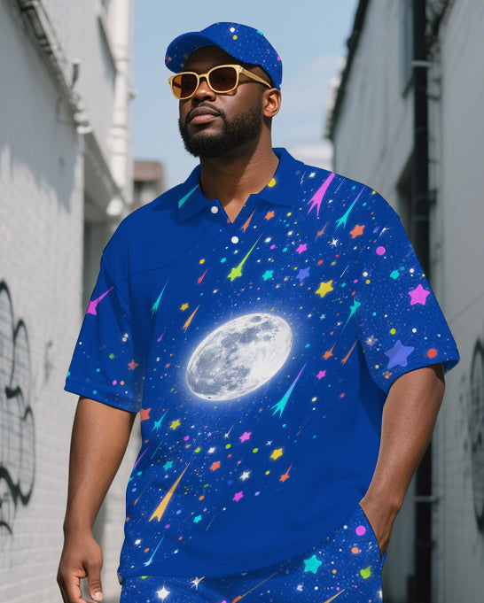 Big & Tall Streetwear Polo Shorts Set for big men view 1