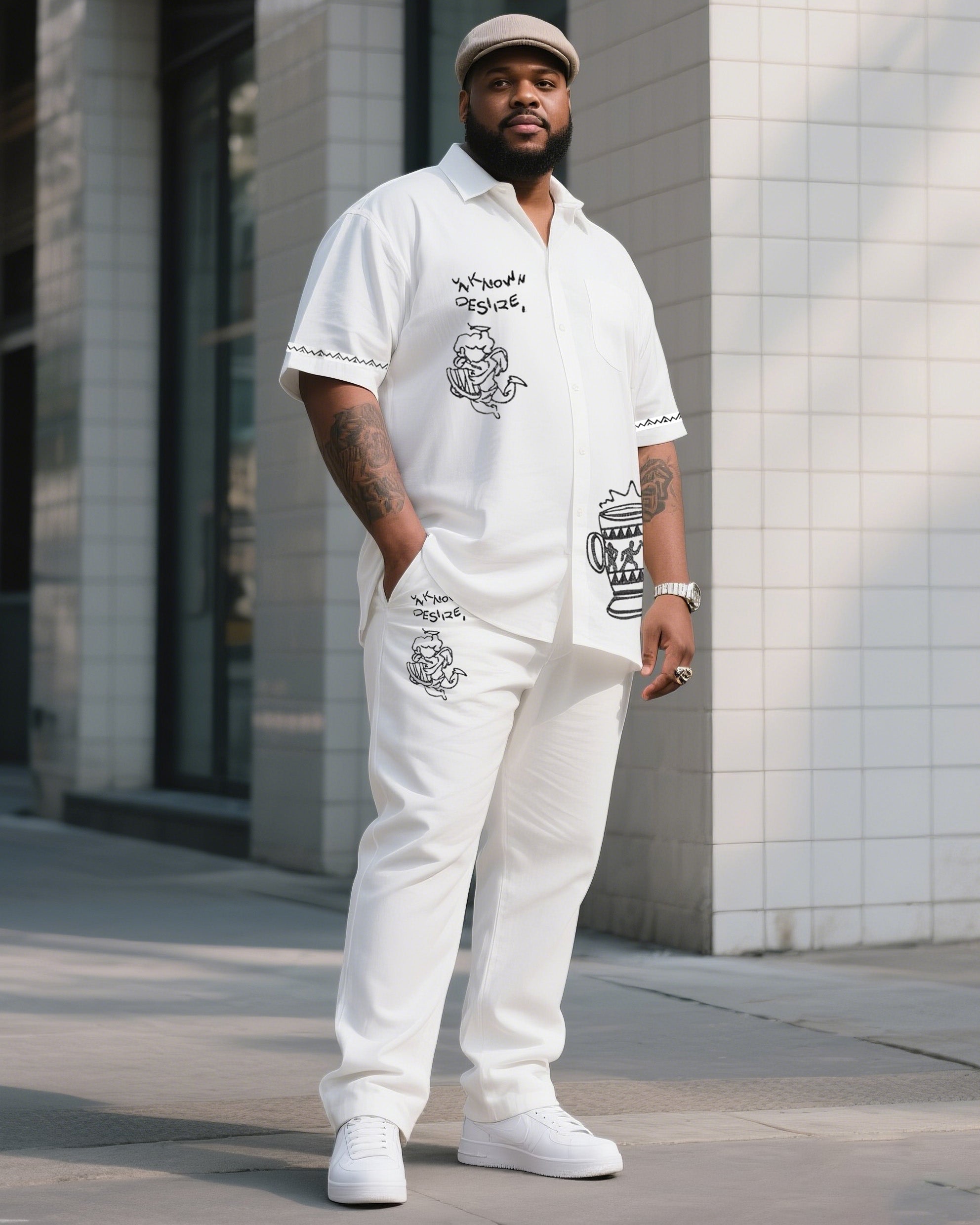 Big & Tall Vintage T-Shirt Pants Set for big men view 1