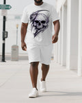 Big & Tall Graphic Skull T-Shirt Shorts Set for big men view 1