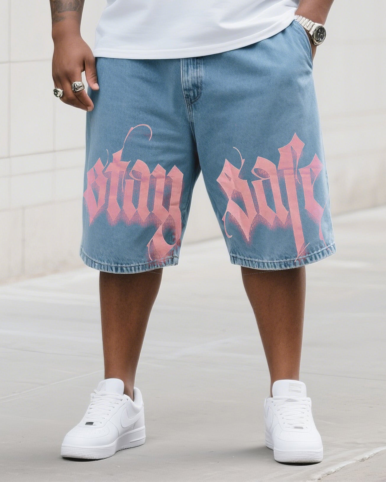 Big & Tall Denim Graffiti Streetwear Jeans for big men