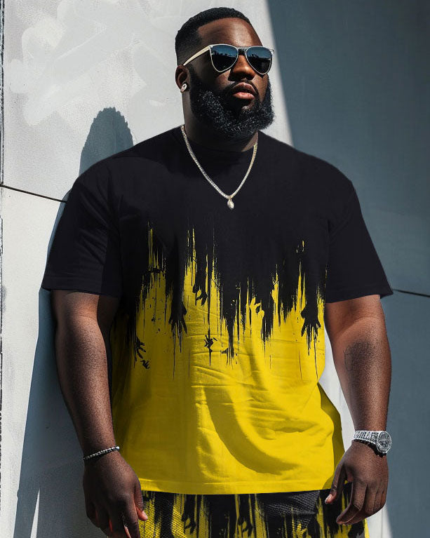 Big & Tall Gradient Graphic T-Shirt Shorts Set for big men view 2