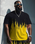 Big & Tall Gradient Graphic T-Shirt Shorts Set for big men view 2