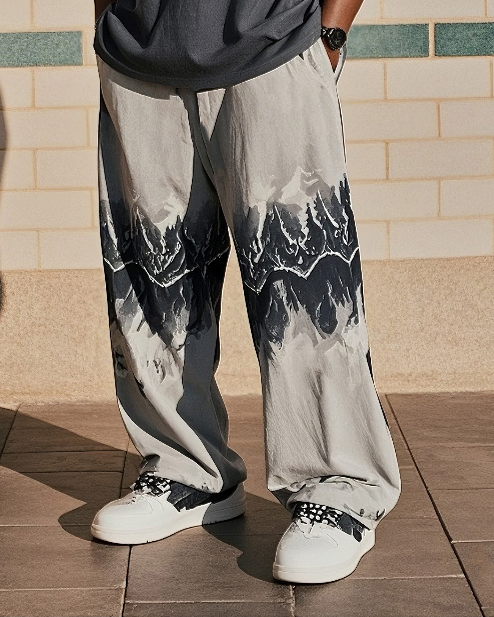 Big & Tall Colorblock Graphic Vest Pants Set for big men view 3