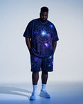 Big & Tall Gradient Graphic T-Shirt Shorts Set for big men view 1