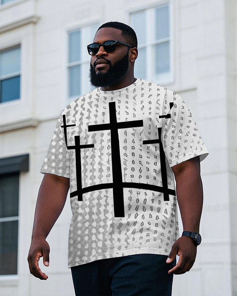 Big & Tall Gradient Geometric T-Shirt for big men