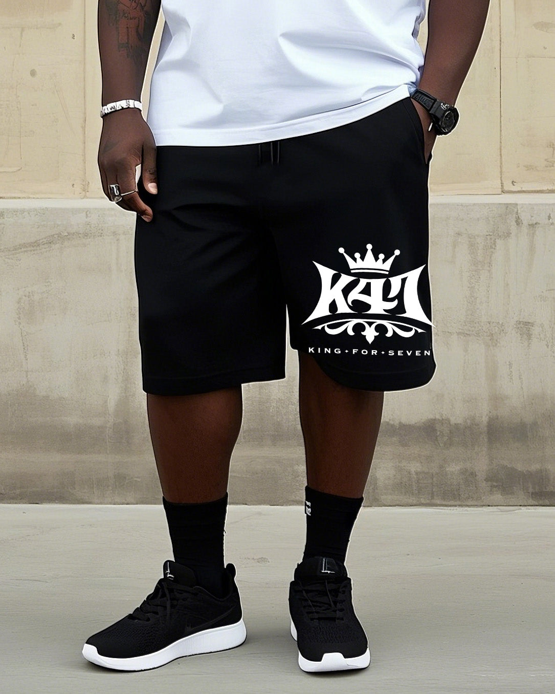 Big & Tall Graffiti Streetwear T-Shirt Shorts Set for big men view 3