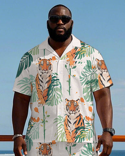 Big & Tall Hawaiian Tropical T-Shirt Shorts Set for big men view 2