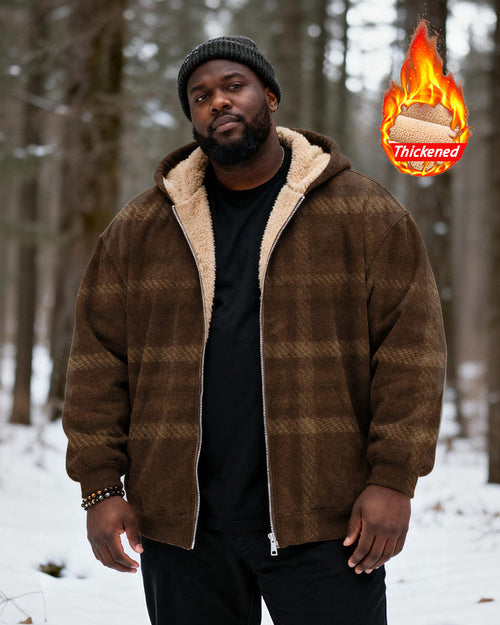 Big & Tall Brown Plaid Hoodie for big men view 1
