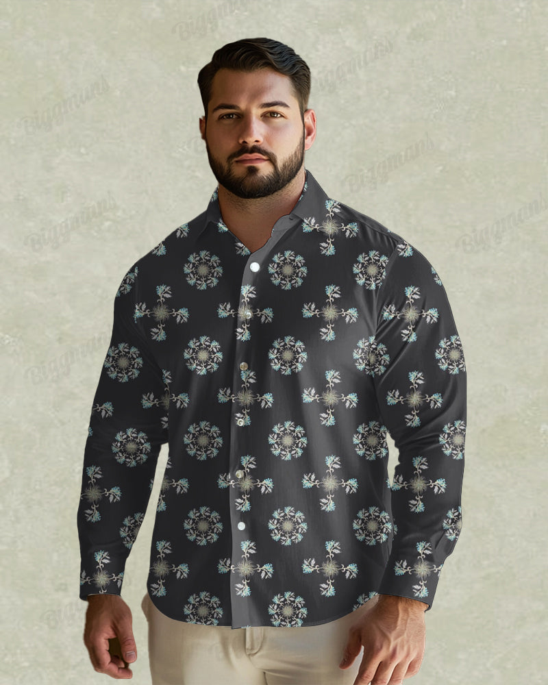 Big & Tall Business Casual Vintage Long Sleeve Shirt for big men view 1