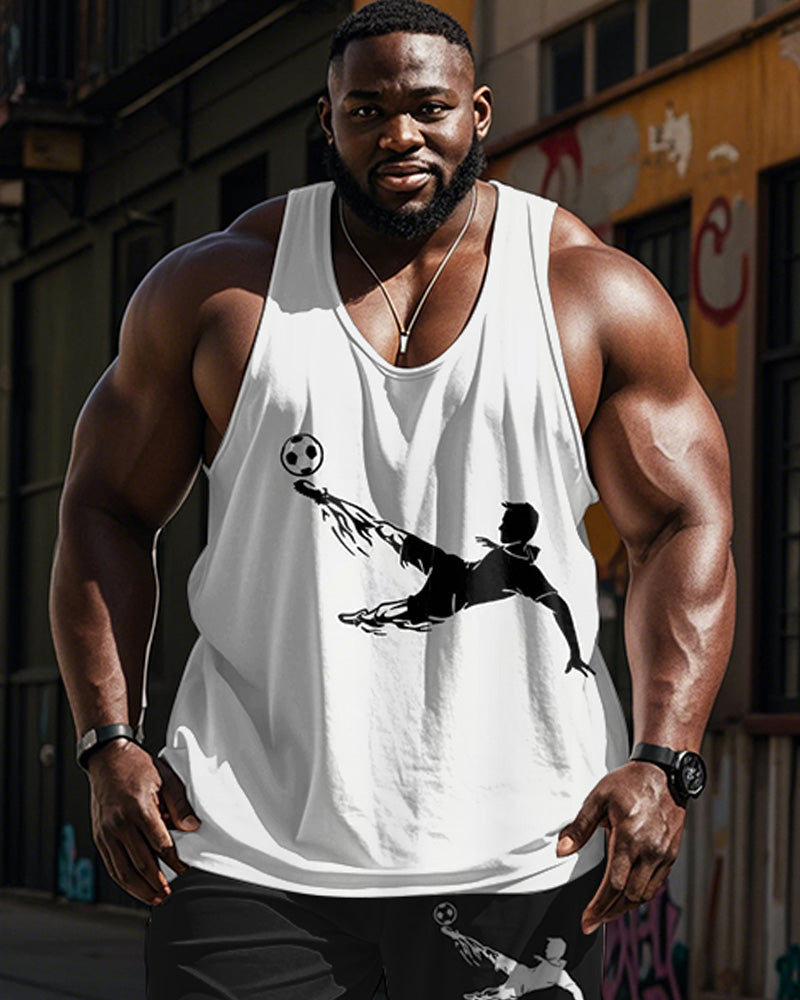 Big & Tall Geometric Graphic Graffiti Vest Pants Set for big men view 2