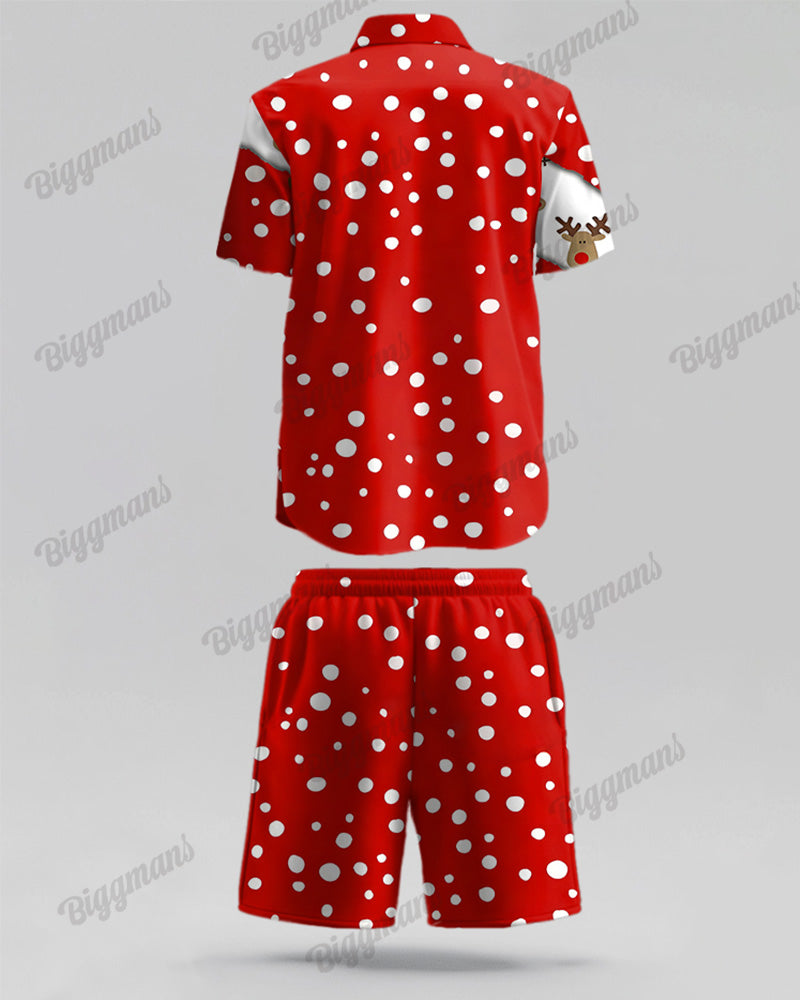 Big & Tall Red Graphic T-Shirt Shorts Set for big men view 7