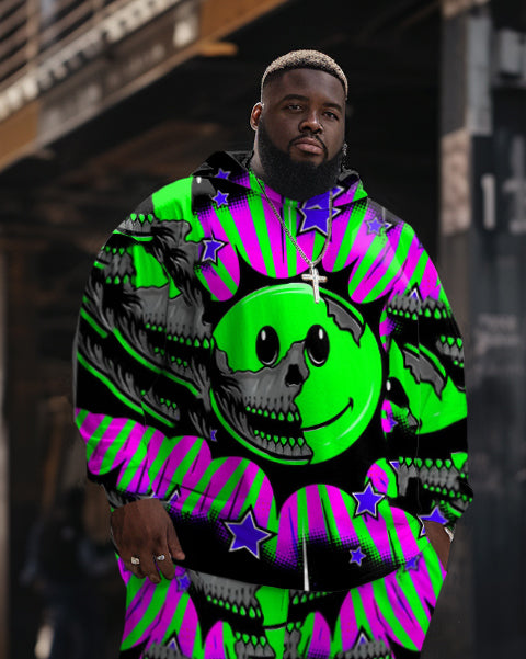 Big & Tall Green Geometric Hoodie Sweatpants Set for big men view 2