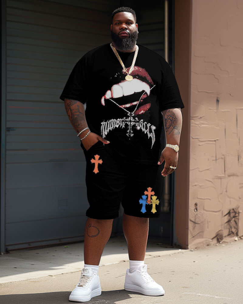 Big & Tall Streetwear T-Shirt Shorts Set for big men view 1