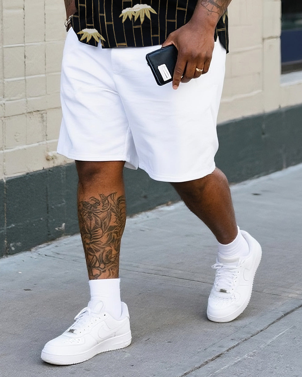 Big & Tall Hawaiian Colorblock T-Shirt Shorts Set for big men view 3