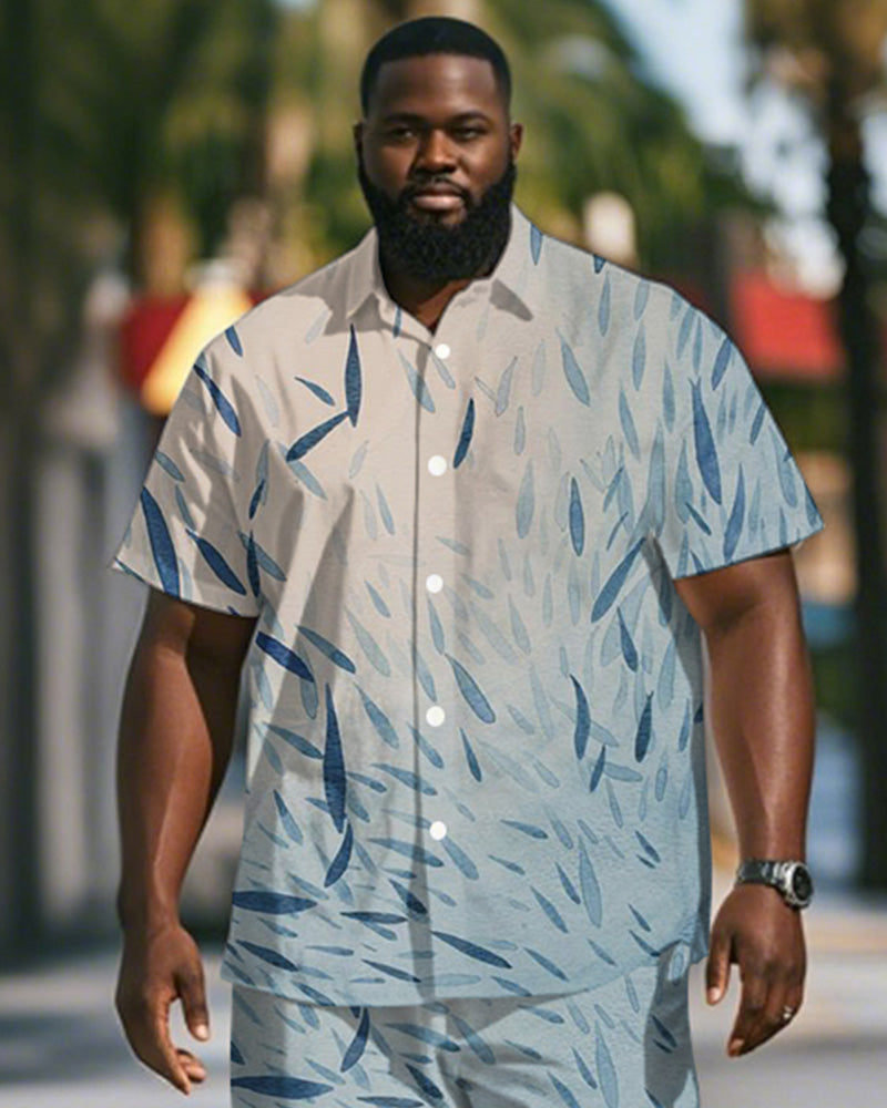 Big & Tall Hawaiian Gradient T-Shirt Shorts Set for big men view 2