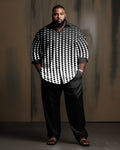 Big & Tall Plaid Business Casual T-Shirt Pants Set for big men view 1