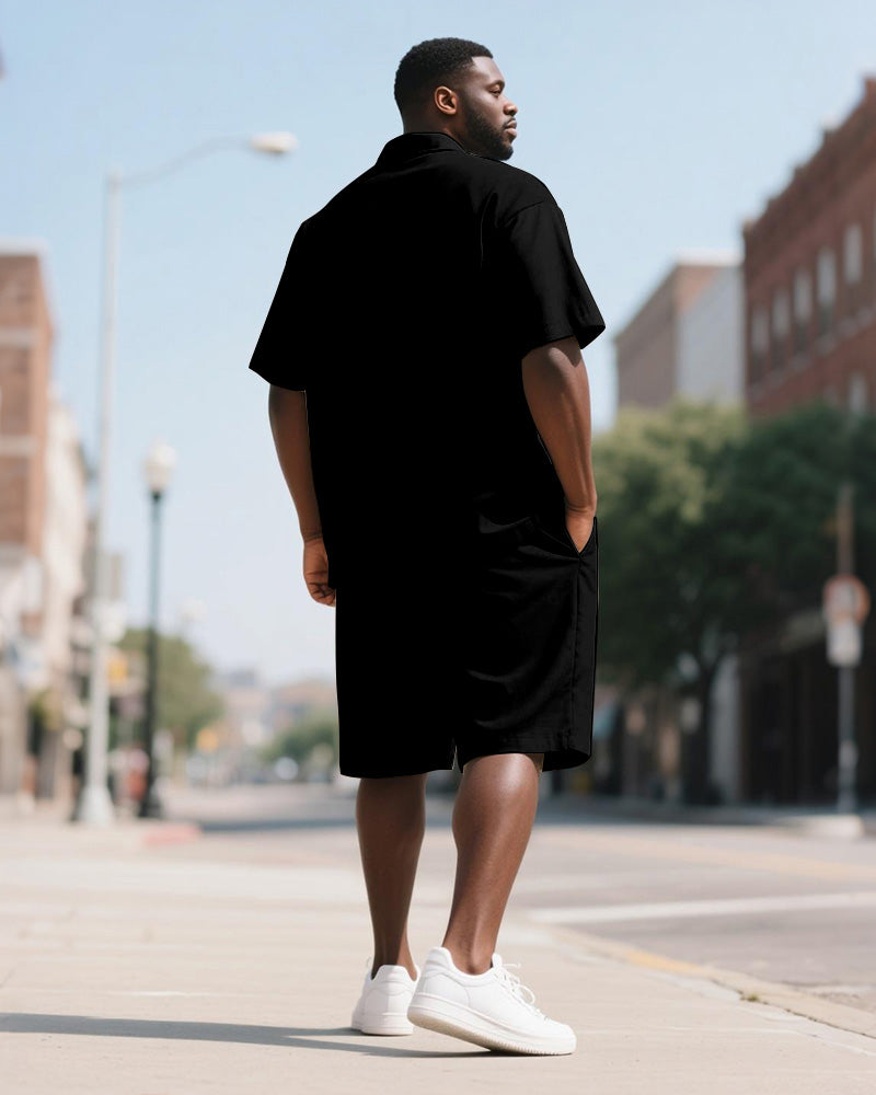 Big & Tall Juneteenth Graphic T-Shirt Shorts Set for big men view 4