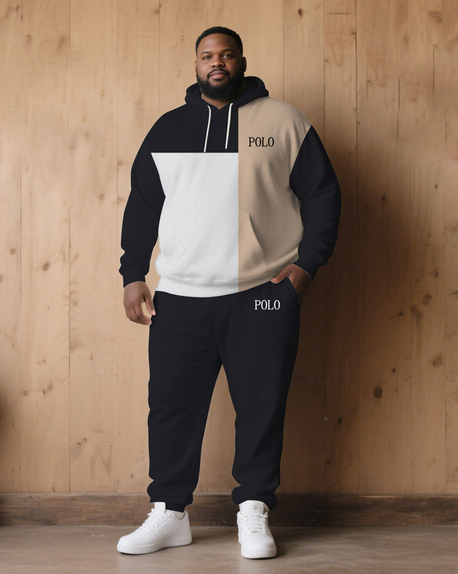 Big & Tall Colorblock Geometric Hoodie Sweatpants Set for big men view 1