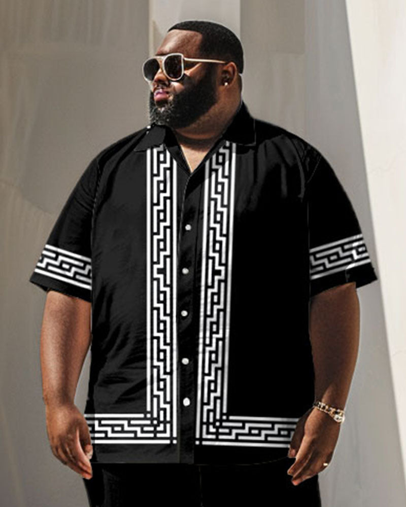 Big & Tall Geometric Graphic Shirt Pants Set for big men view 2