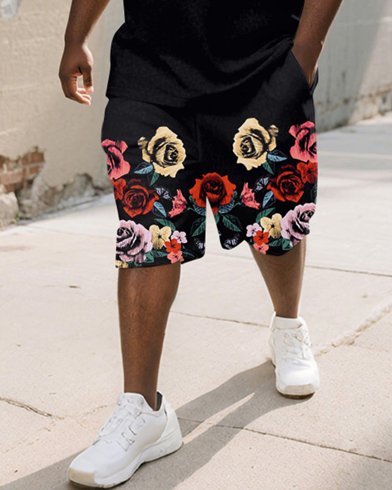 Big & Tall Graphic Graffiti T-Shirt Shorts Set for big men view 3