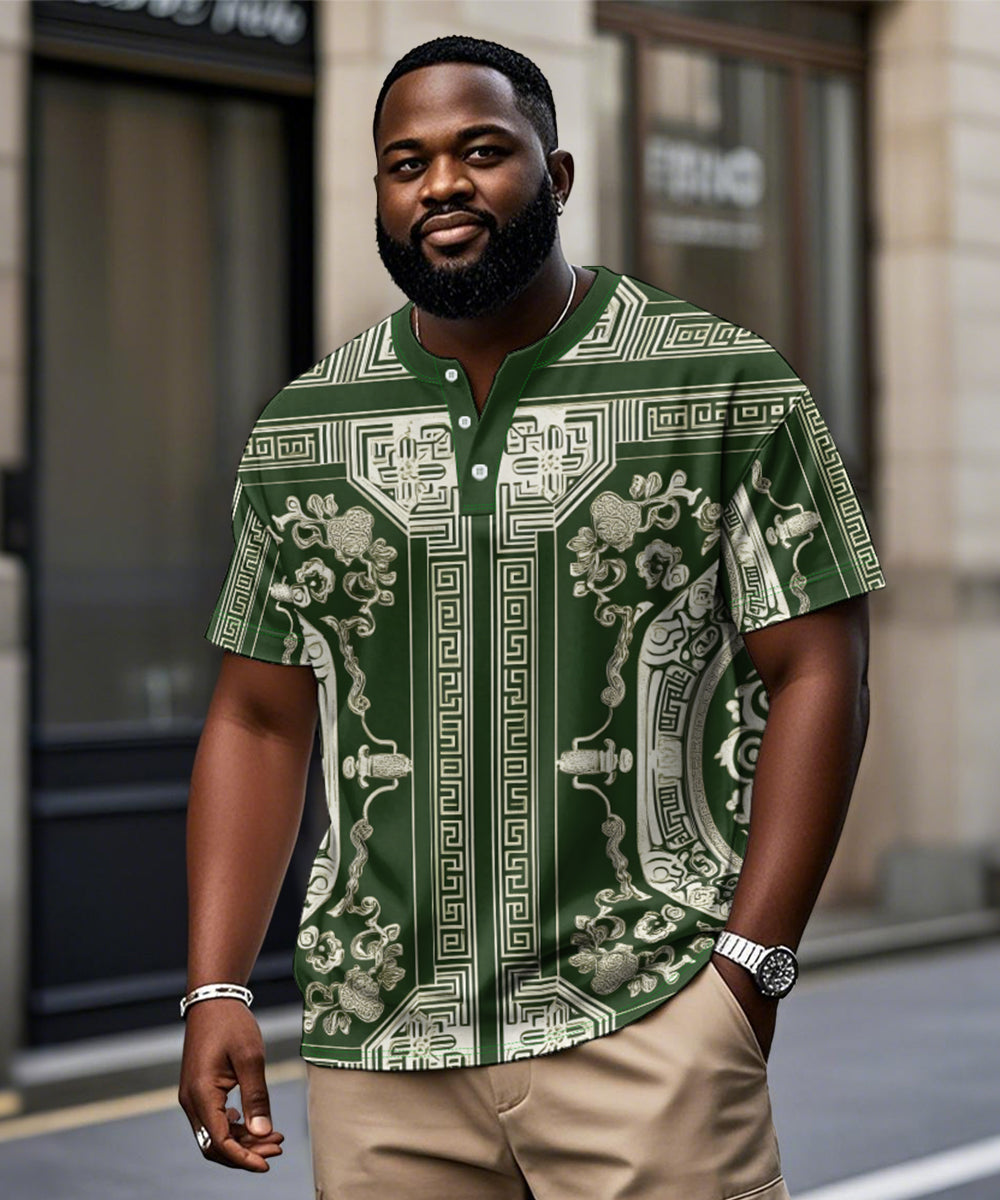 Big & Tall Green Vintage T-Shirt for big men view 1