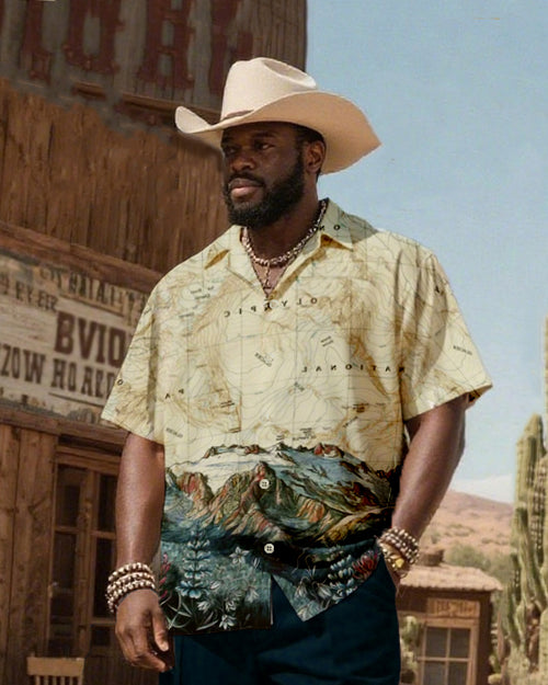 Big & Tall Western T-Shirt Pants Set for big men view 2