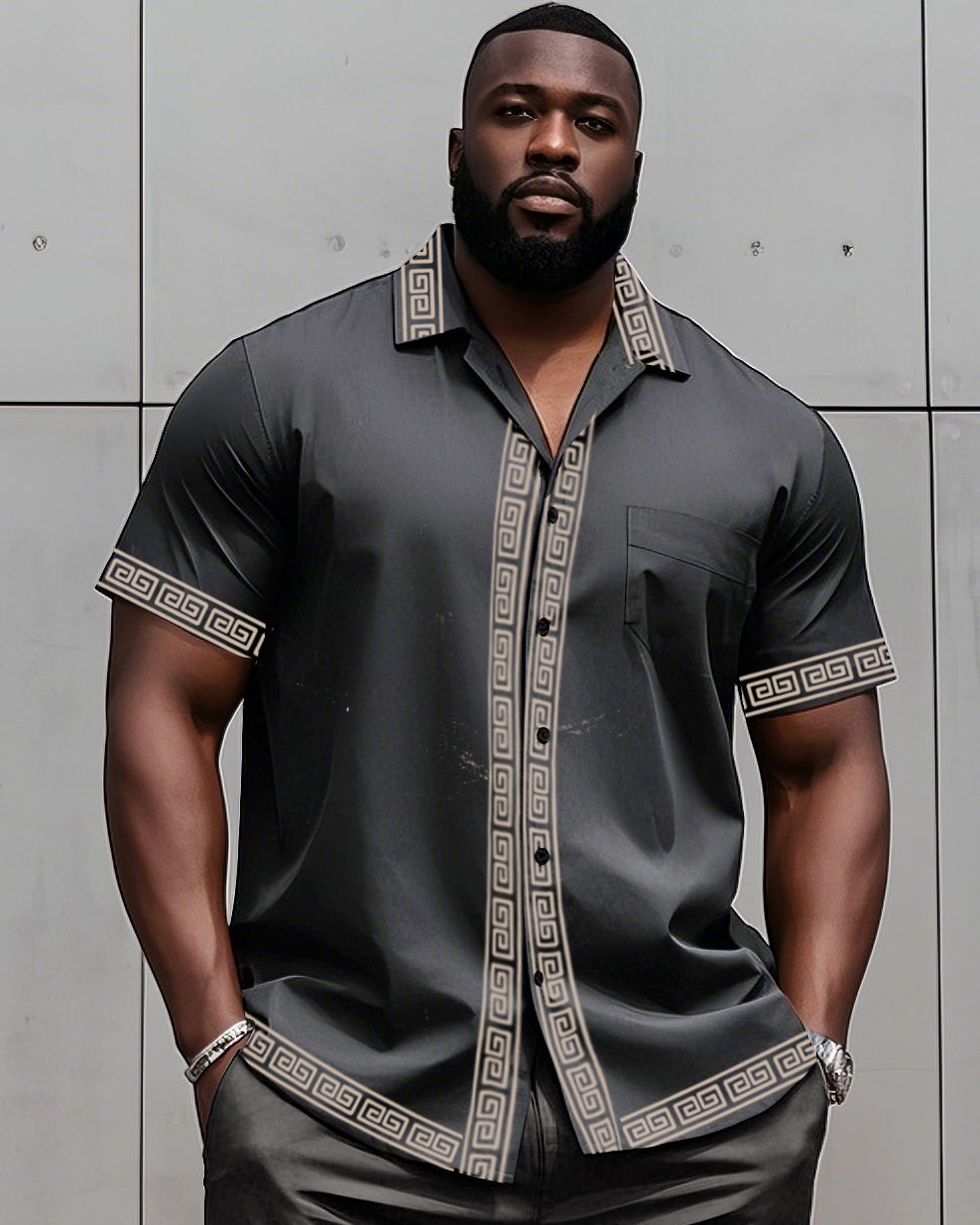 Big & Tall Colorblock T-Shirt Shorts Set for big men view 10