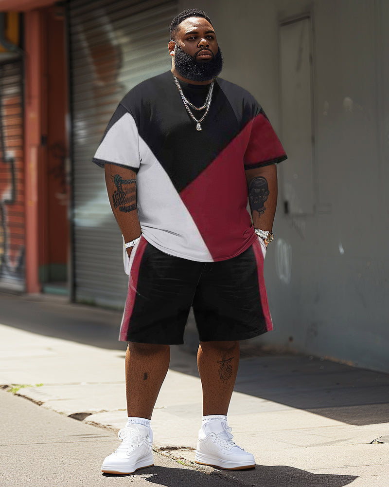 Big & Tall Plaid T-Shirt Shorts Set for big men view 1