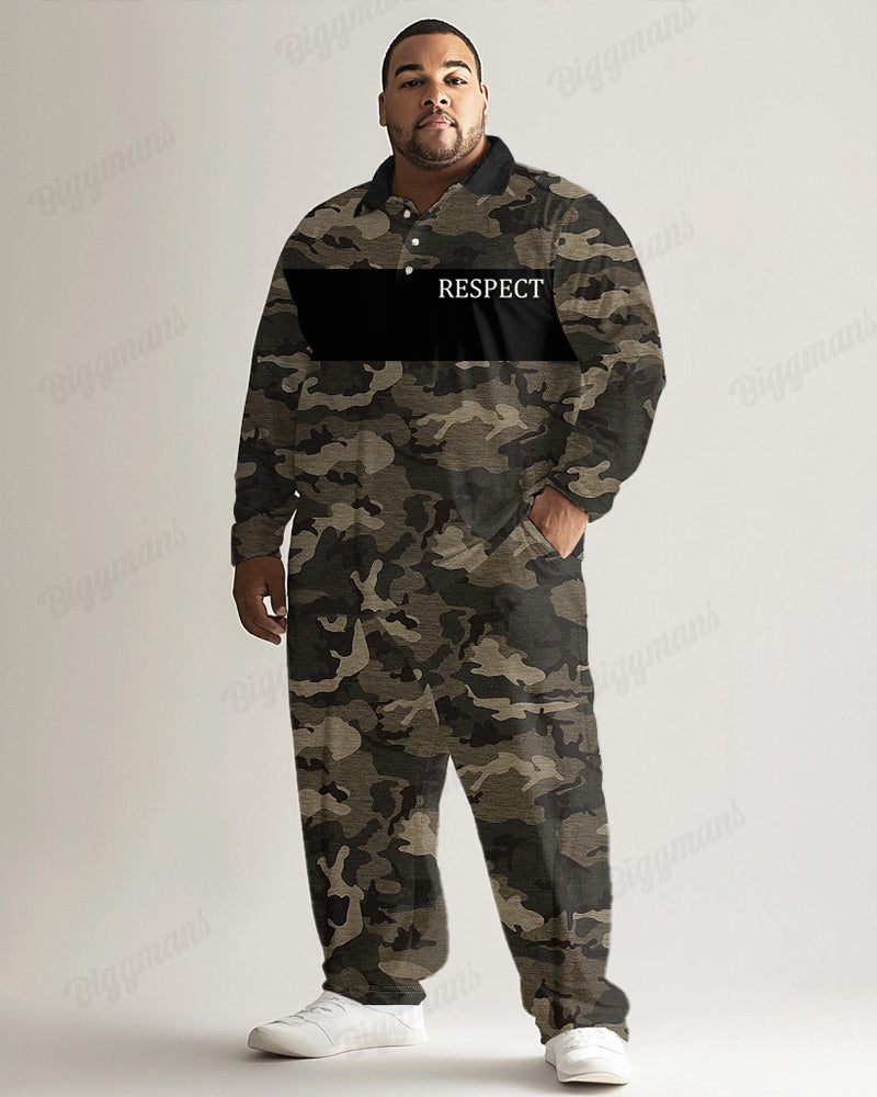 Big & Tall Graphic Camouflage Polo Pants Set for big men view 1