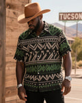 Big & Tall Western Denim Graphic Short Sleeve Shirt for big men