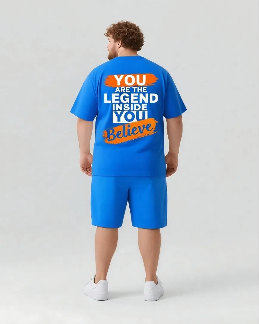 Big & Tall Graphic Streetwear T-Shirt Shorts Set for big men view 7