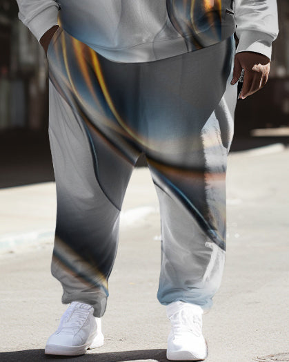 Big & Tall Geometric Streetwear Hoodie Sweatpants Set for big men view 3