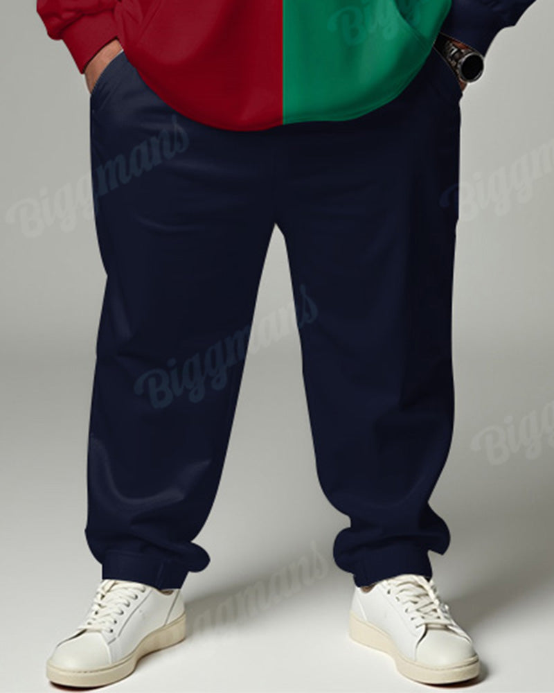 Big & Tall Colorblock Graphic Hoodie Sweatpants Set for big men view 3
