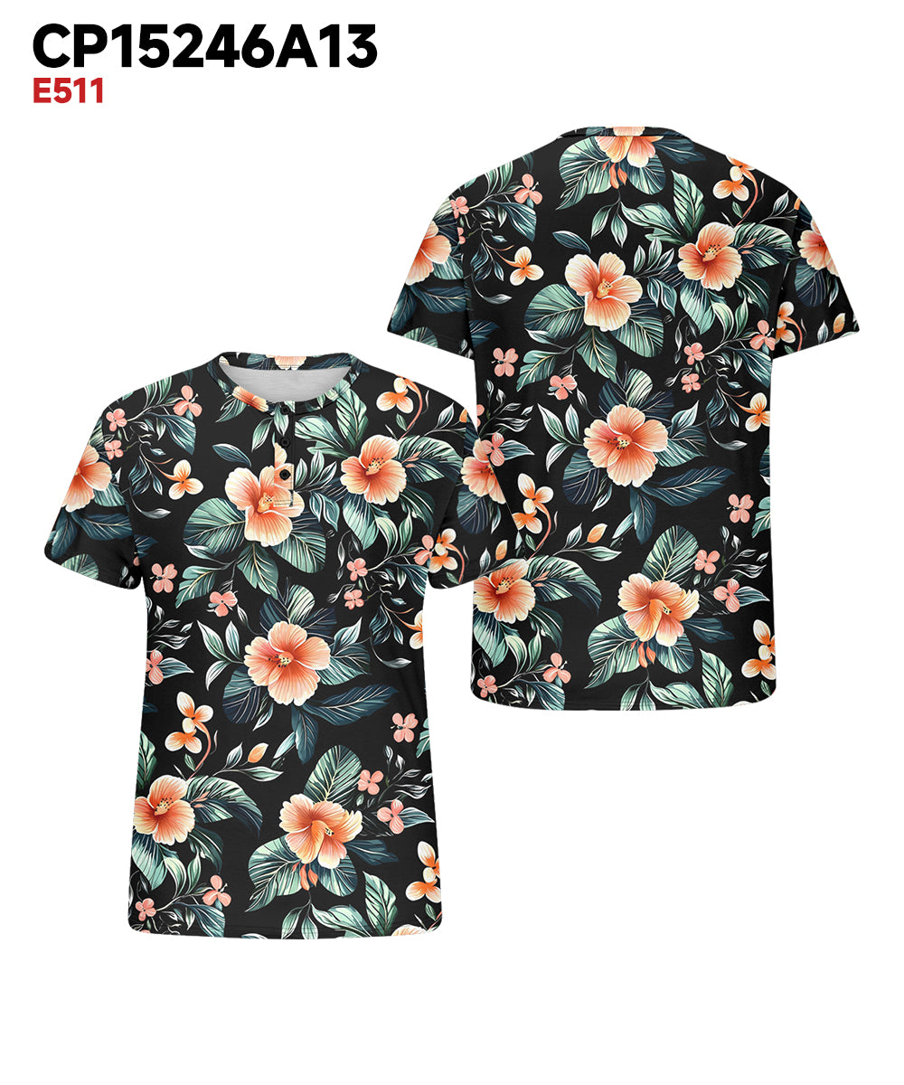 Big & Tall Hawaiian Graphic Floral T-Shirt for big men view 3