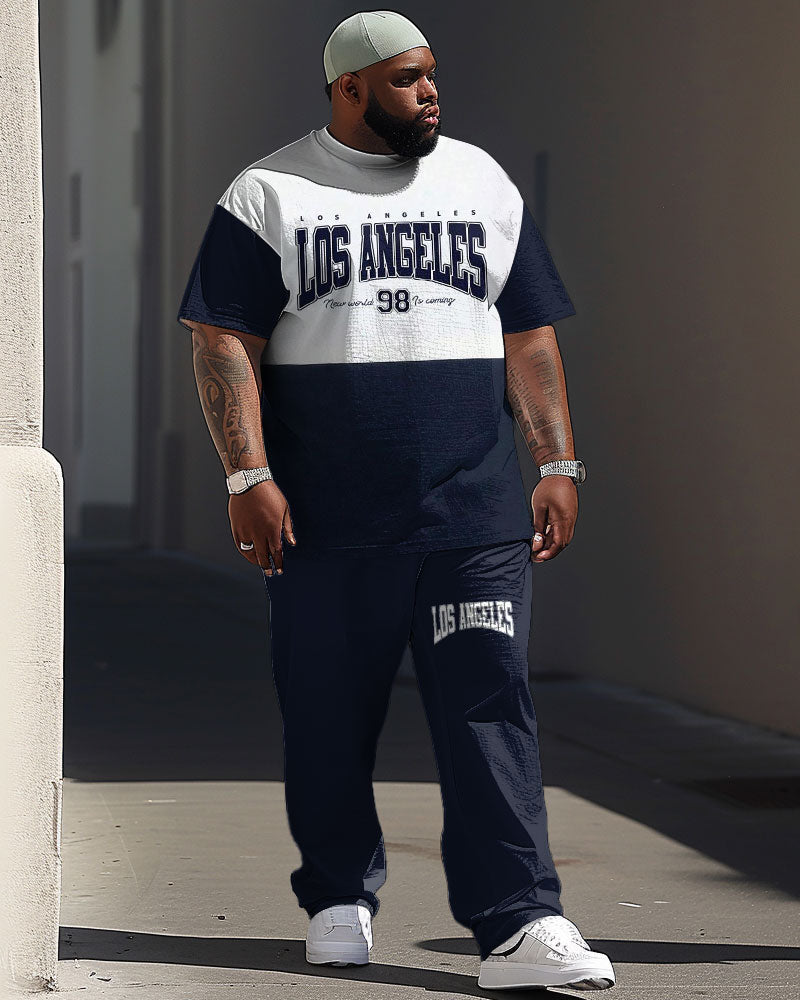 Big & Tall Colorblock Graphic Two-piece Set for big men view 1