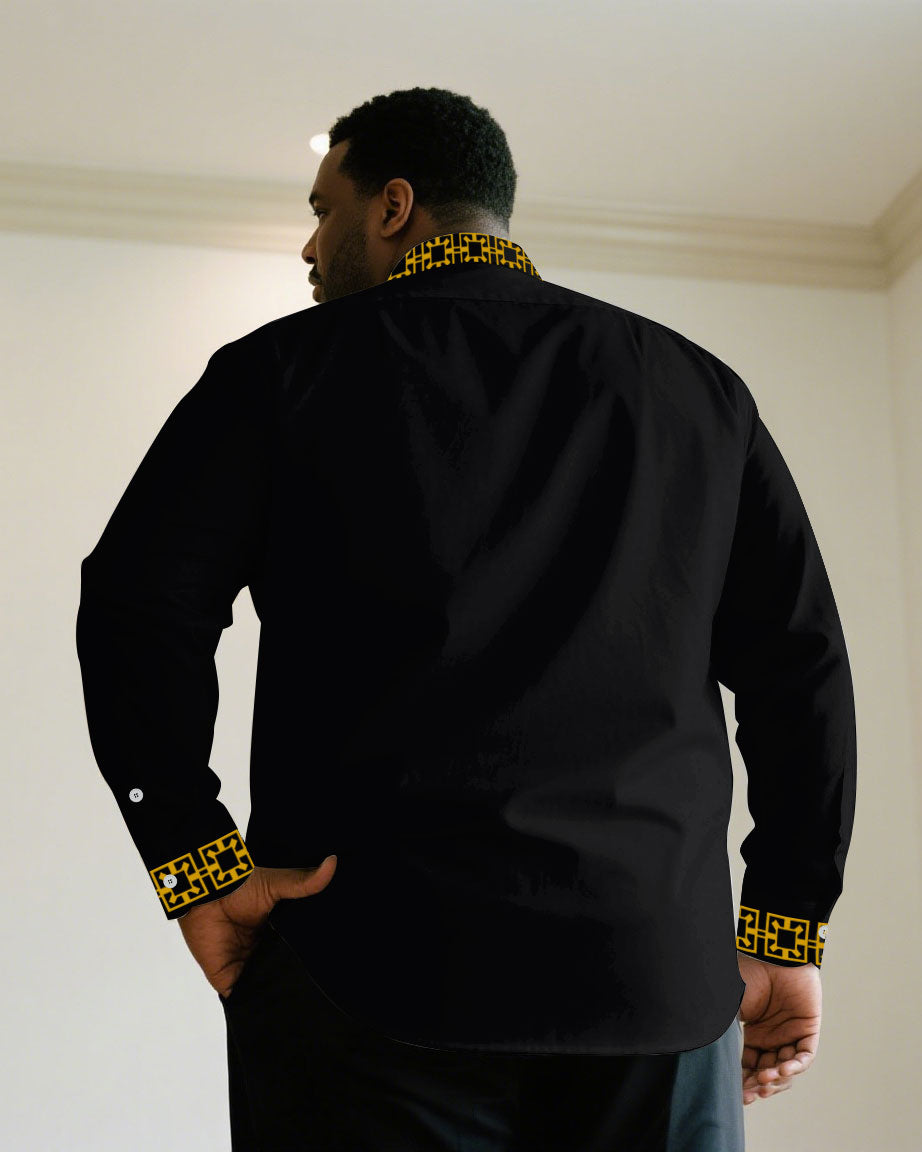 Big & Tall Black White Long Sleeve Shirt for big men view 2
