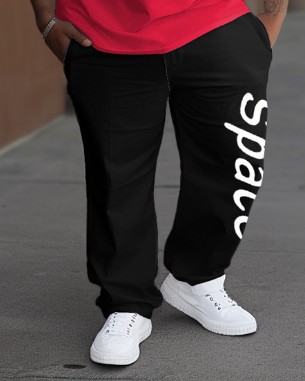 Big & Tall Geometric Graphic T-Shirt Pants Set for big men view 3