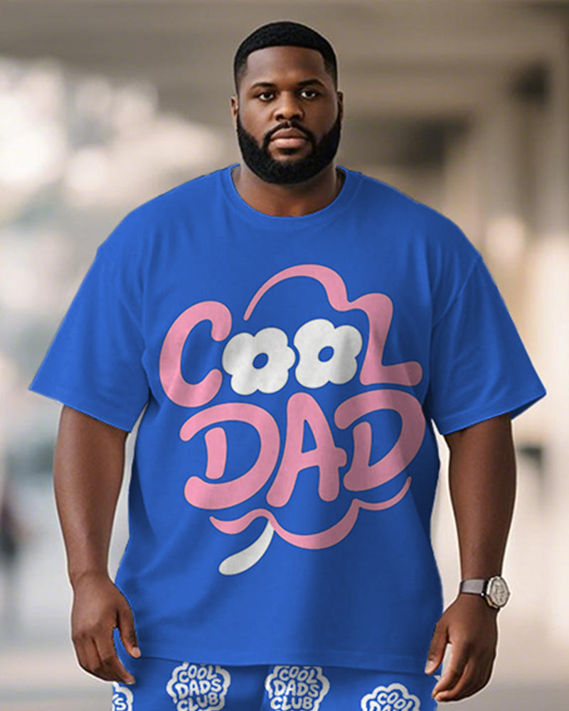 Big & Tall Blue Graphic T-Shirt Shorts Set for big men view 2