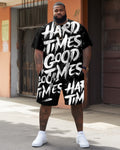 Big & Tall Graphic Streetwear T-Shirt Shorts Set for big men view 2