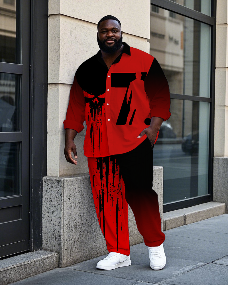 Big & Tall Streetwear Skull T-Shirt Pants Set for big men view 1