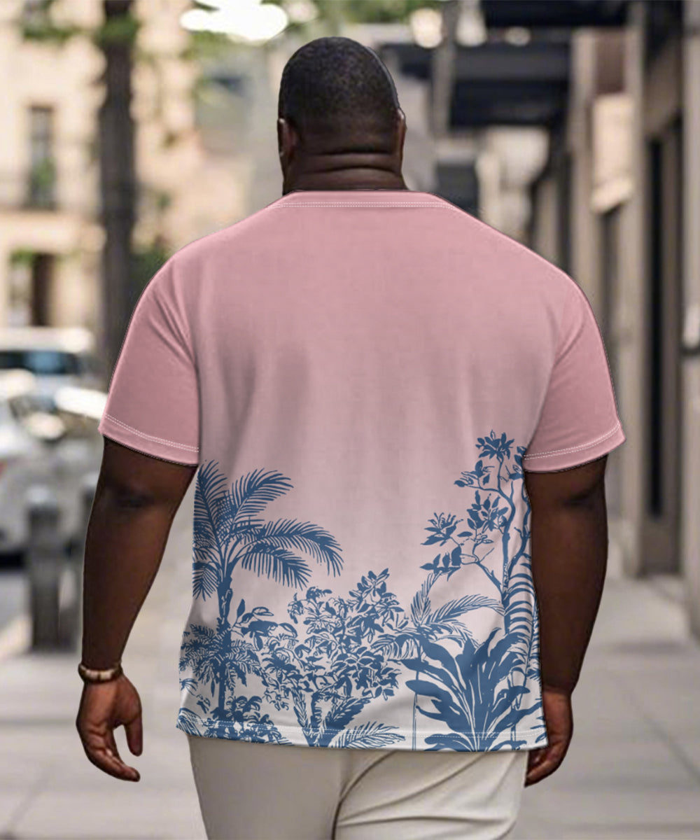 Big & Tall Pink Hawaiian Gradient T-Shirt for big men view 2