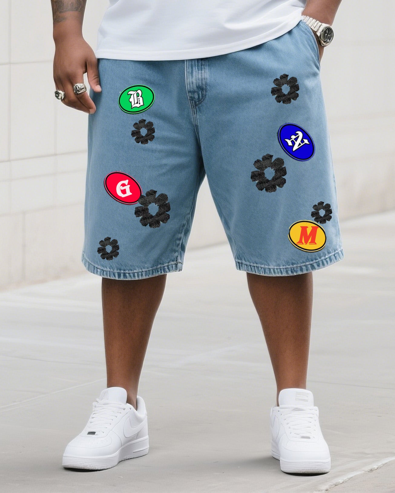 Big & Tall Denim Graphic Graffiti Jeans for big men