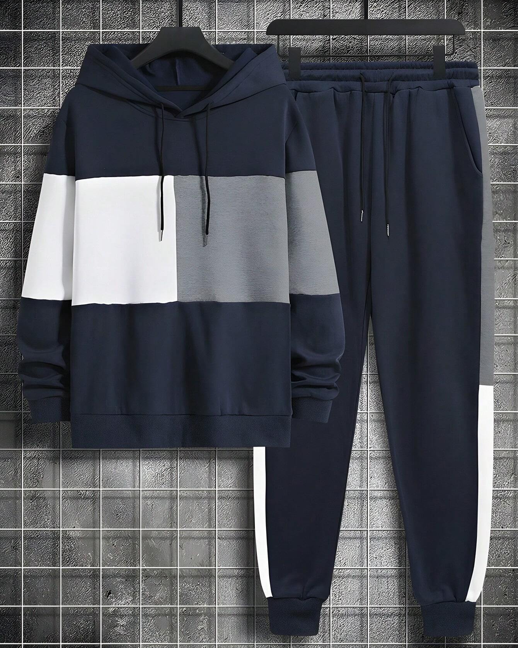 Big & Tall Colorblock Hoodie Sweatpants Set for big men view 2