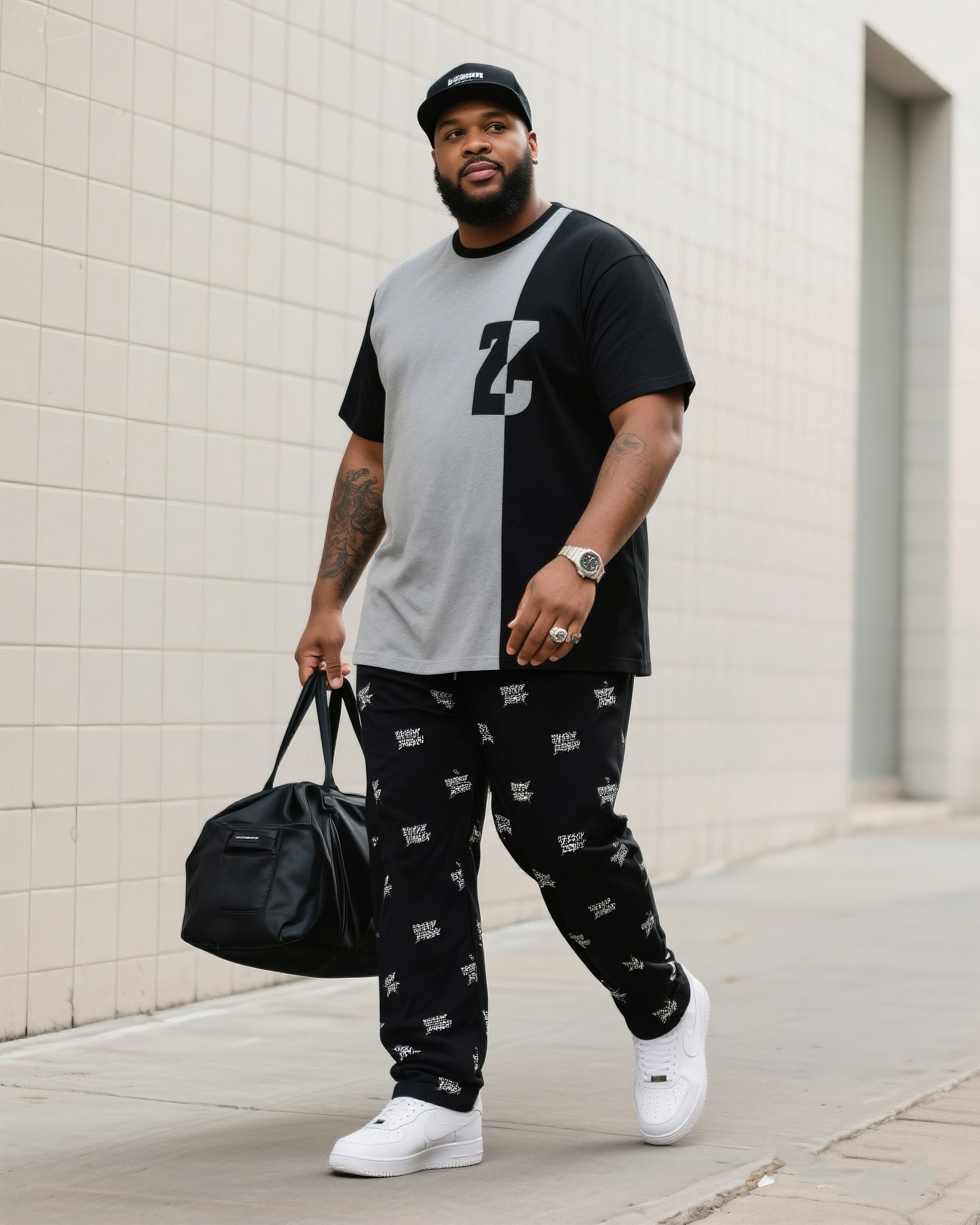 Big & Tall Streetwear Two-piece Set for big men view 1