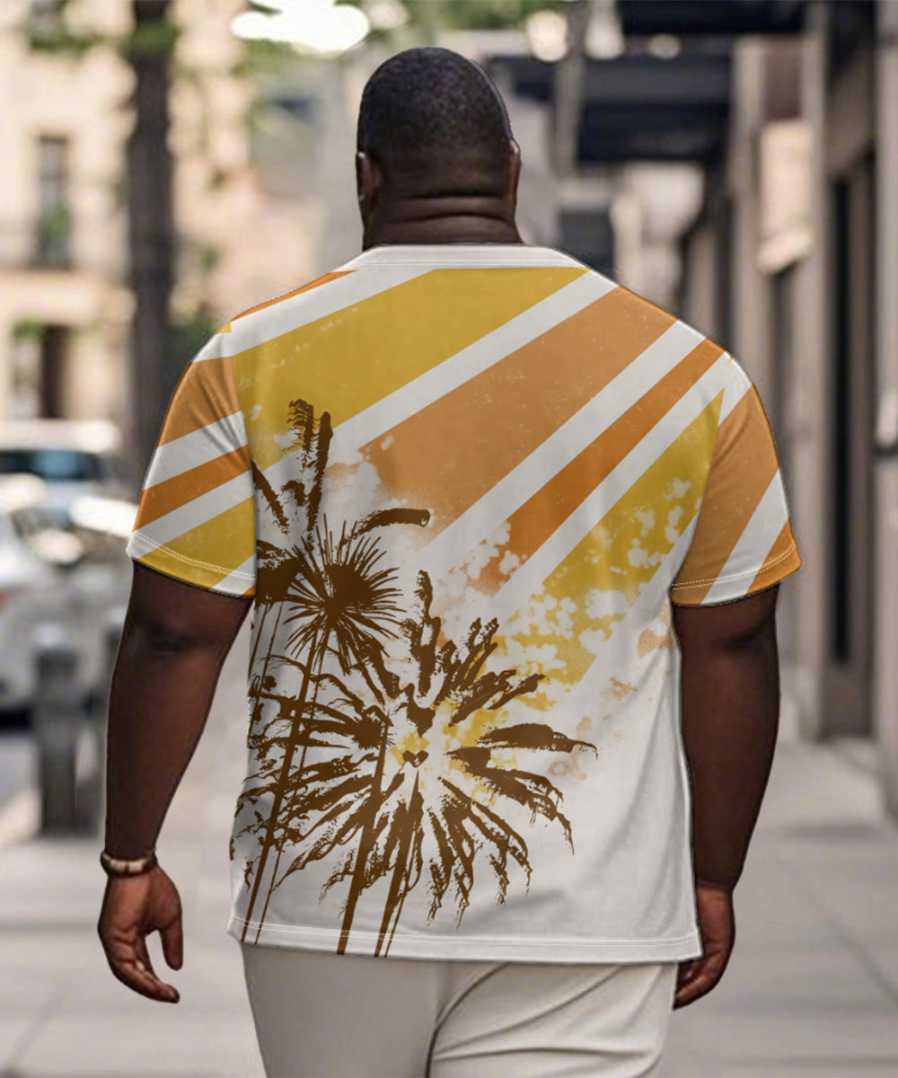 Big & Tall Yellow Hawaiian Striped T-Shirt for big men view 2