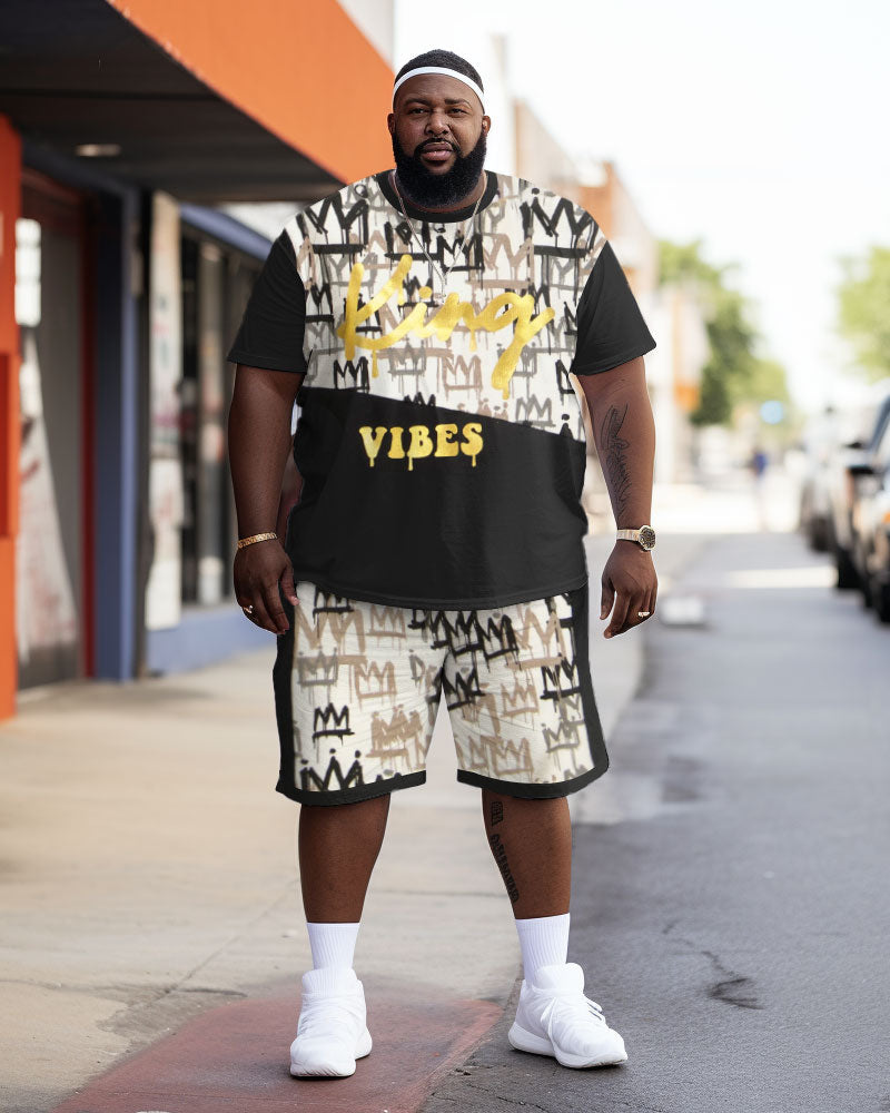 Big & Tall Colorblock Graphic Graffiti Two-piece Set for big men view 1
