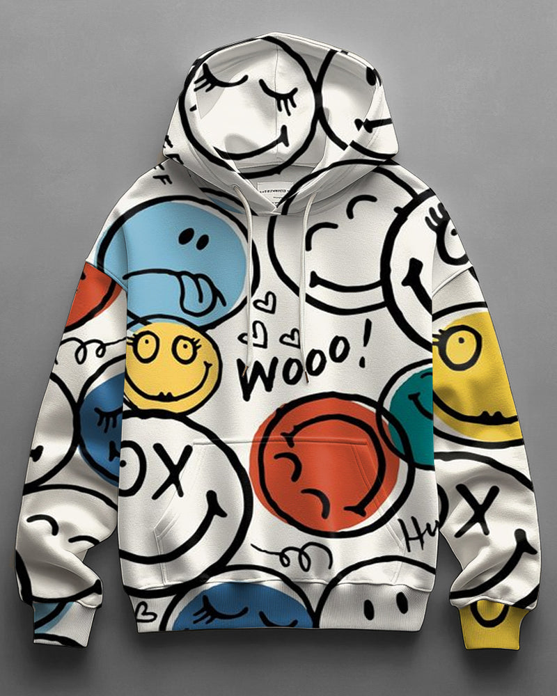 Big & Tall Graphic Smiley Hoodie Sweatpants Set for big men view 3