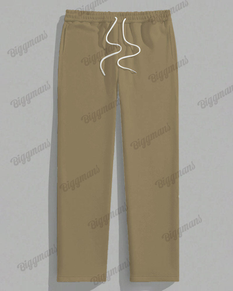 Big & Tall Khaki Colorblock T-Shirt Pants Set for big men view 4