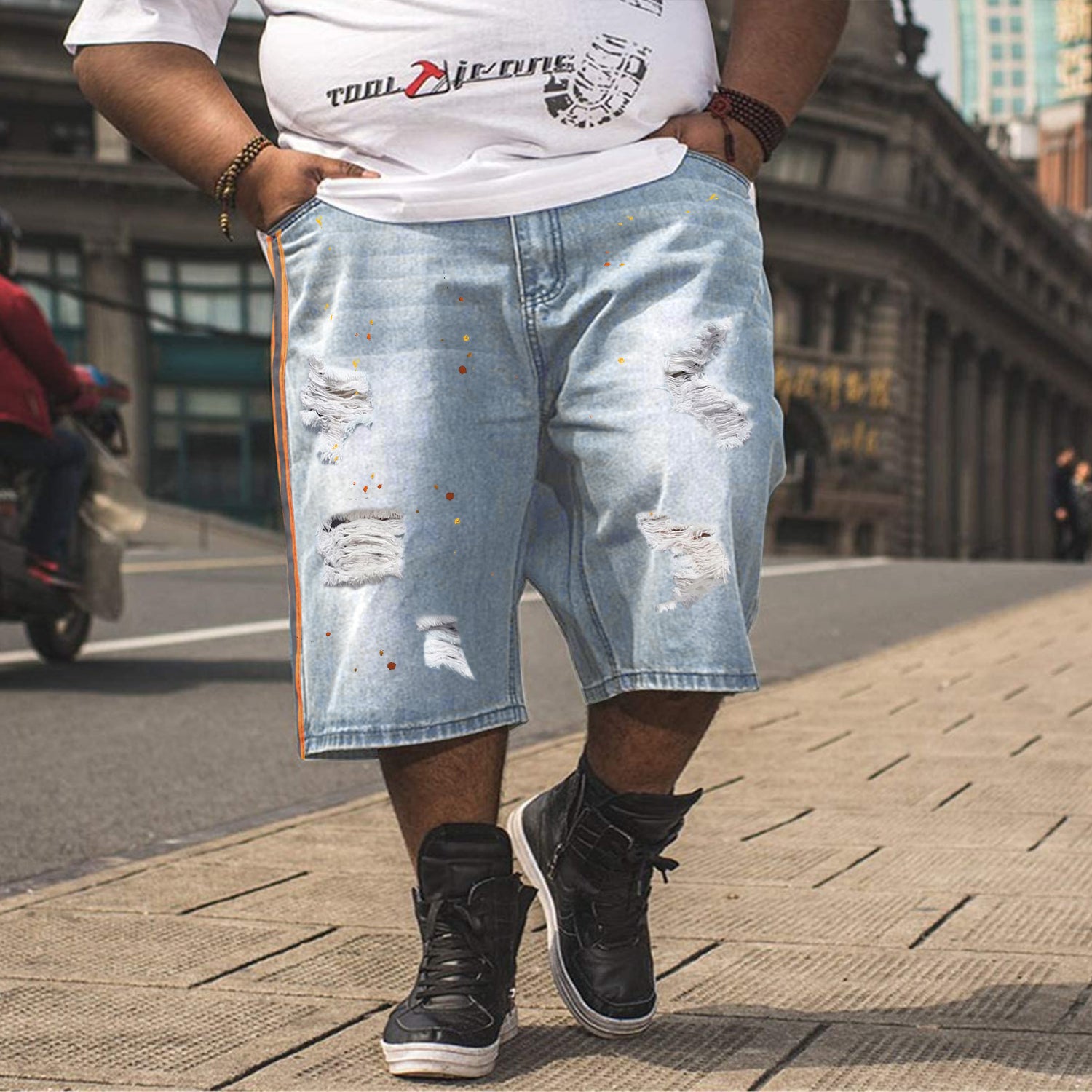 Big & Tall Denim Graffiti Streetwear Jeans for big men view 1