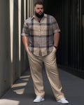 Big & Tall Plaid Shirt Pants Set for big men view 1